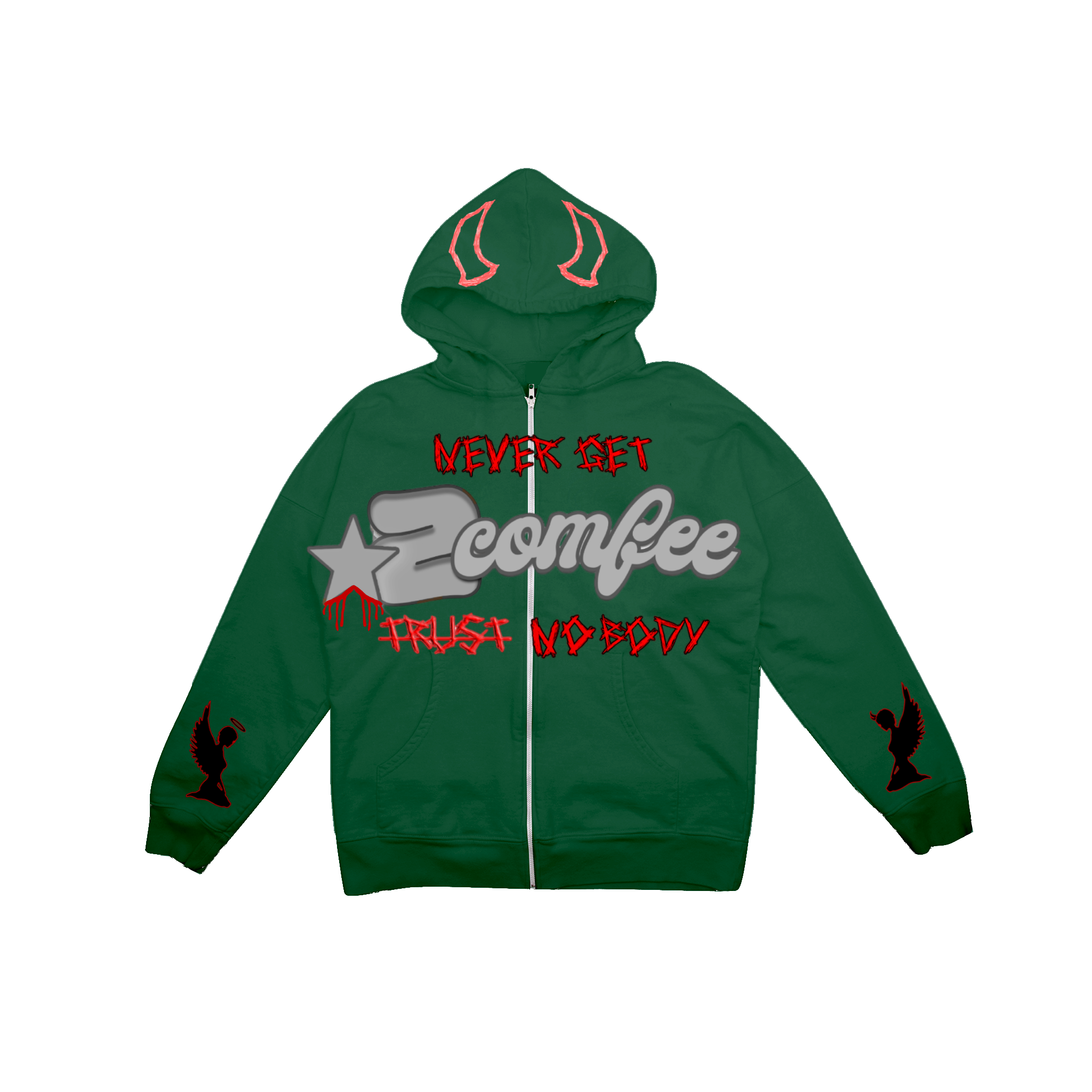 Greed Full Zip Hoodie- Pine Green